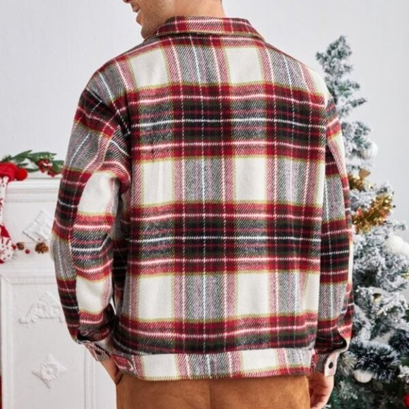 CASUAL CONTEMPORARY Men Tartan Flap Pocket Overcoa - Picture 3 of 5